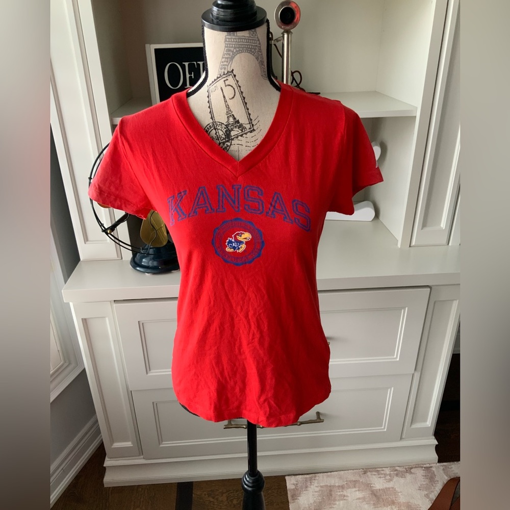 Vintage UNIVERSITY OF KANSAS Red T-shirt Women’s Size Small